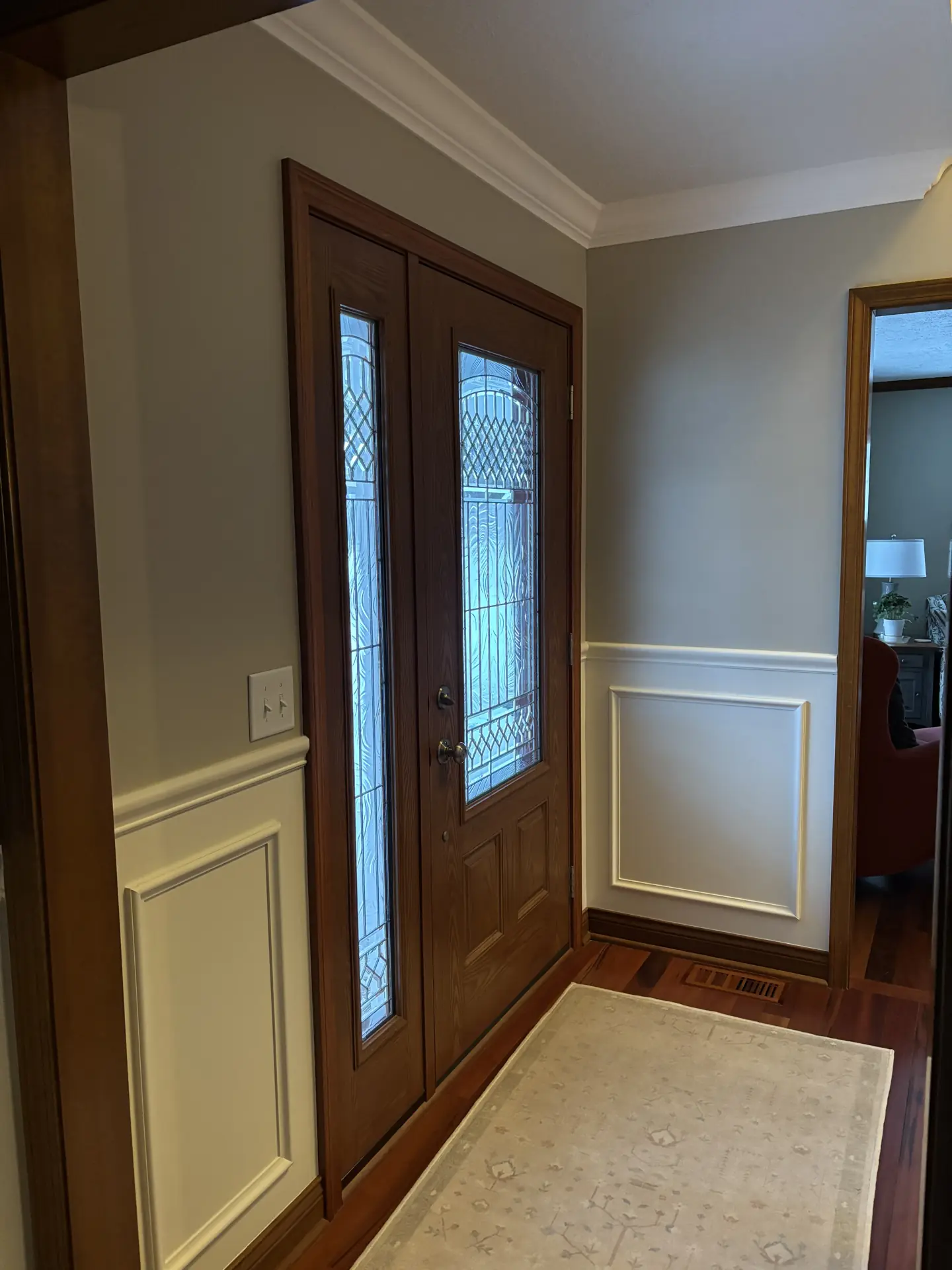 Front entry with wainscoting